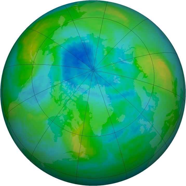 Arctic ozone map for 09 September 1991